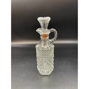 Vintage Wexford Anchor Hocking Glass Oil Vinegar Cruet Bottle with Stopper 7.5"